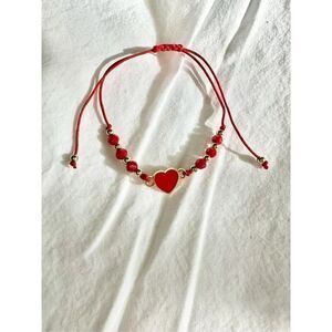 Red heart friendship beaded bracelet